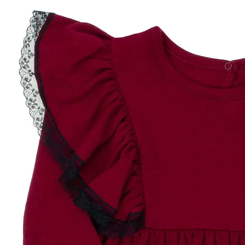 Robe ML à volant Coton - Bordeaux-1