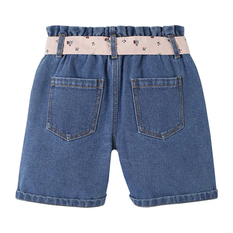 Bermuda en jean style paperbag fille - Stone-1