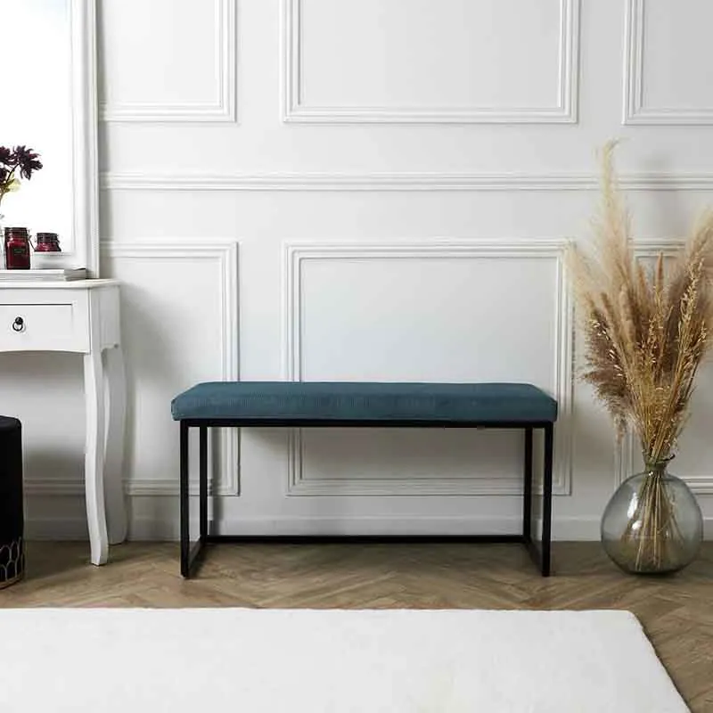 Banc Giulia velours Bleu - 100x39x49cm-0
