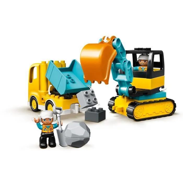 LEGO 10931 DUPLO Le Camion Et La Pelleteuse, Engin de chantier Jouet Pour Les Enfants De 2 ans et + - LEGO - BOUTIK-1