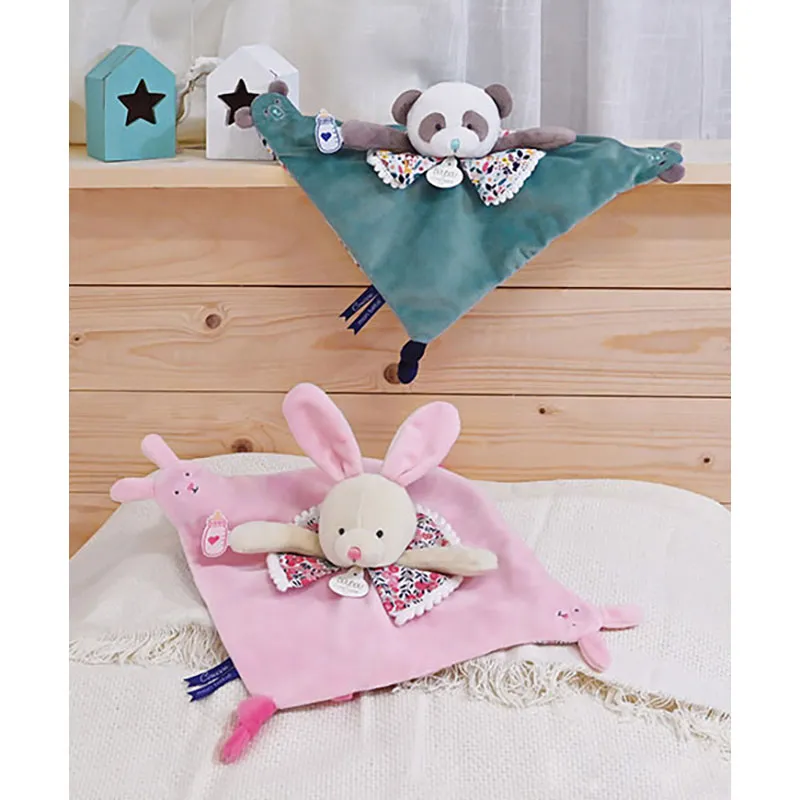 Doudou marionnette à doigts Panda Bleu - 30cm-1