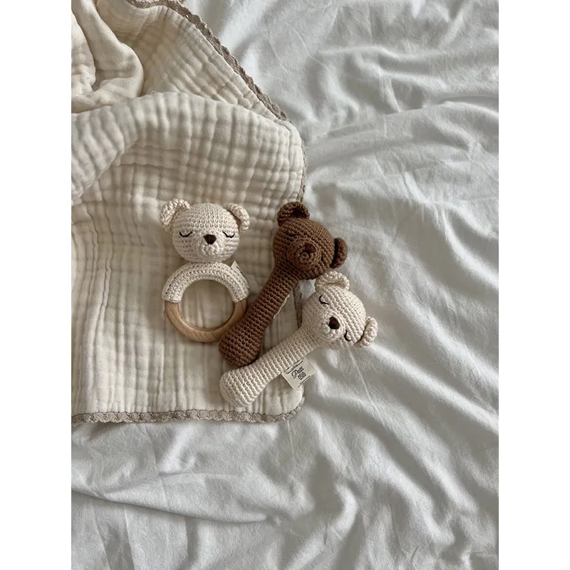 Hochet Coton BIO Bo l'Ours brun - 0m+-2