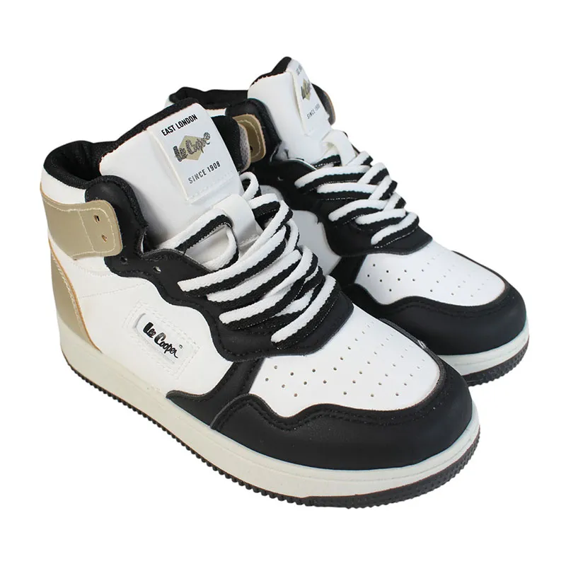 Baskets montantes Lee Cooper Fille - Blanc/Noir/Doré-0