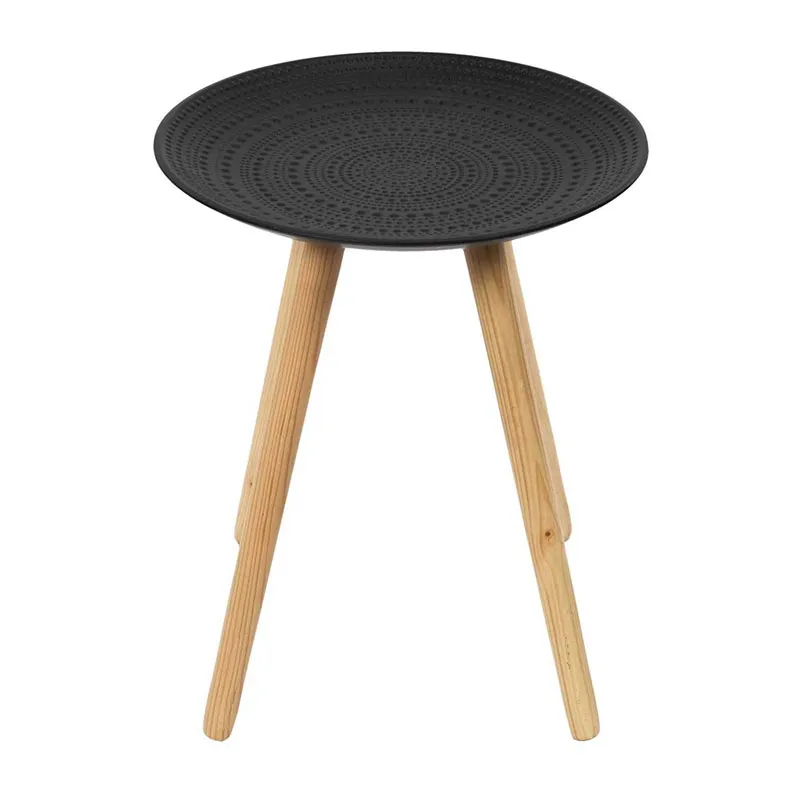 Table gigogne Ronde Noir - 49,5x49,5x42,5cm-5