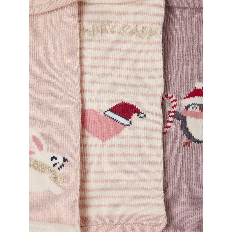 Coffret de chaussettes Noël - Vieux rose-2