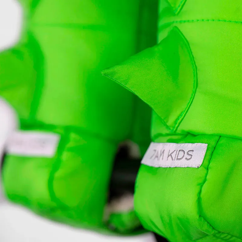 Moufles Enfant Dino avec attaches pour vélo/trottinettes - Lime Green-2
