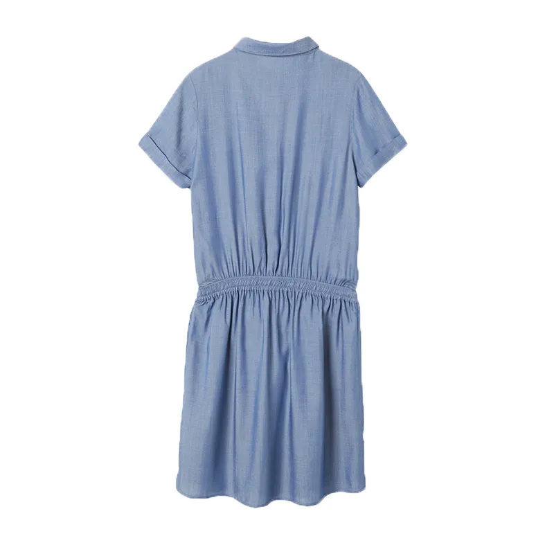 Robe courte de grossesse tencel - Bleu-4