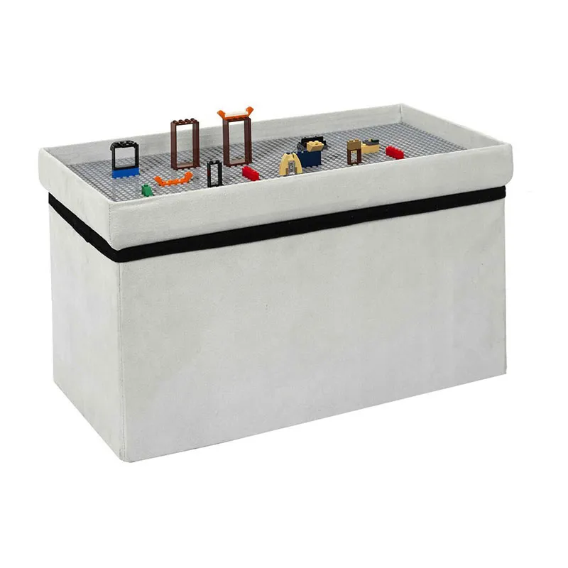 Coffre banc pliable Comp. Brique Gris - 52x27x30cm-2