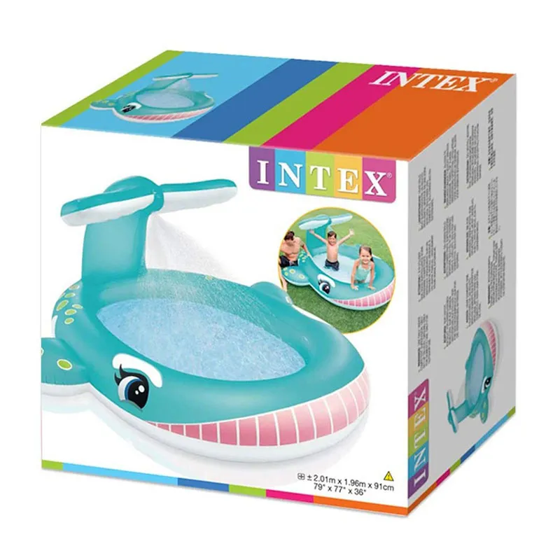 Piscine gonflable fontaine Baleine - 201x196x91cm-4