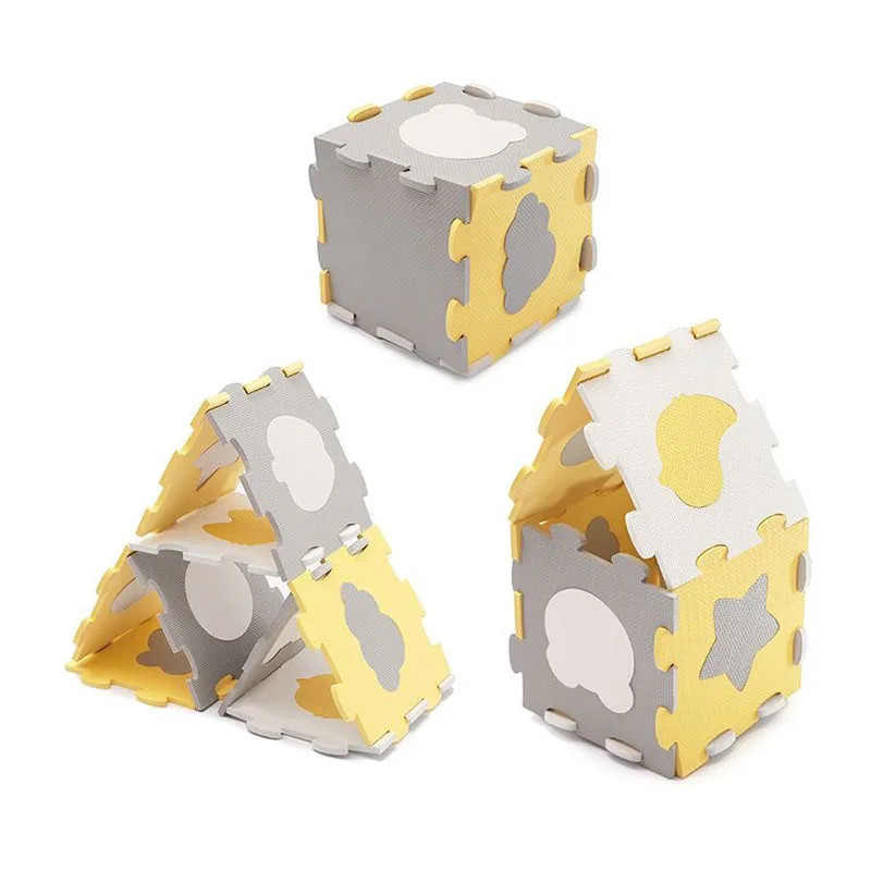 Tapis puzzle mousse Luno Shapes Jaune 165x185cm - 0m+-4