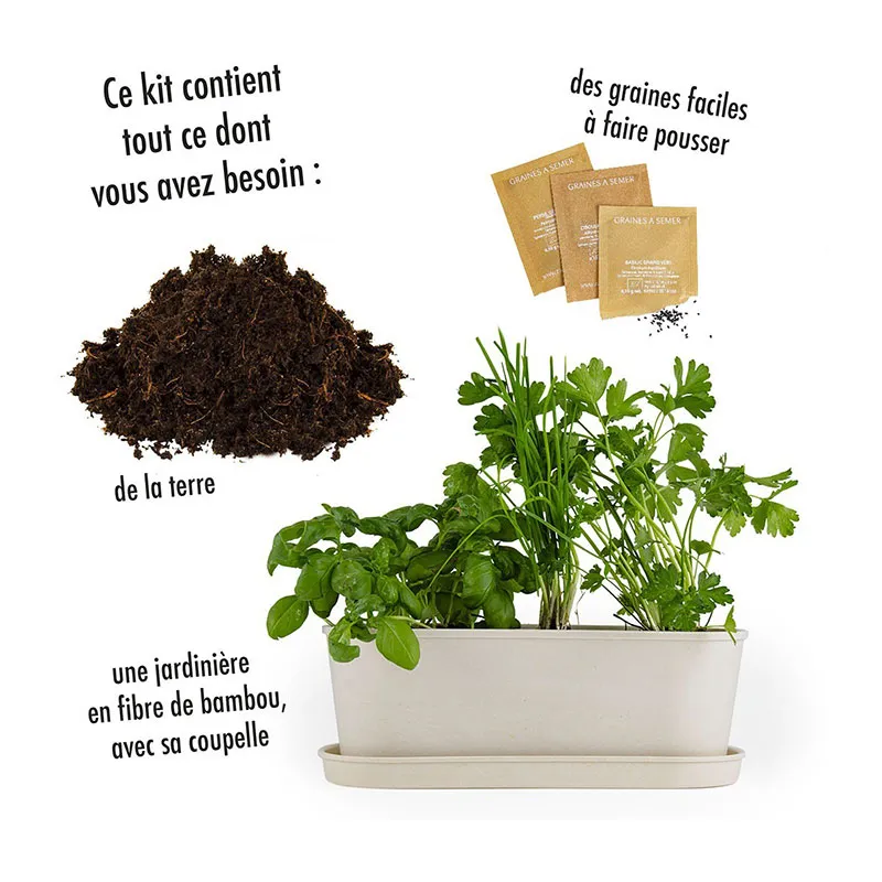 Jardinière bambou Aromates - 27x10x11cm-3
