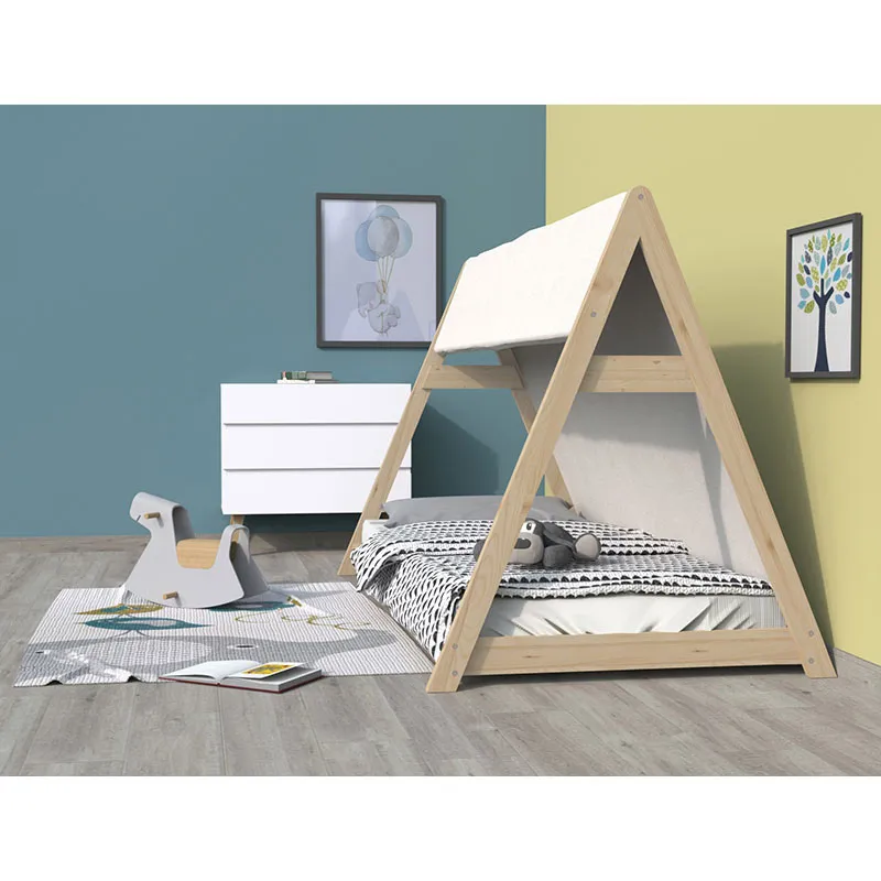 Lit cabane + Sommier + Toile Tipi Brut-3