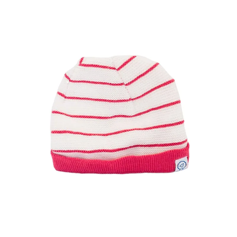 Bonnet à revers court - Écru/Fuchsia-0