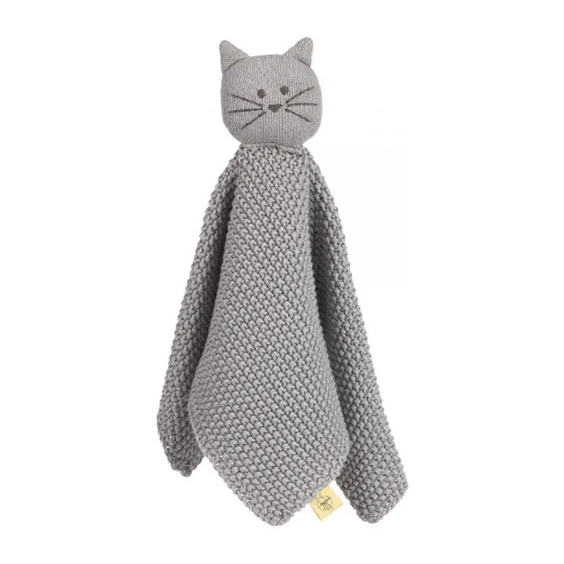 Doudou plat Tricoté Chat Gris - 0m+-0