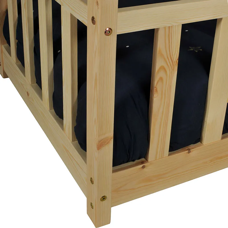 Lit cabane Kiwi avec barrière + Sommier Naturel Bébé-9