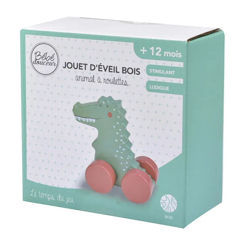 Jouet à rouler Hérisson Crocodile Savane - 10x5x10cm - BEBE DOUCEUR-1