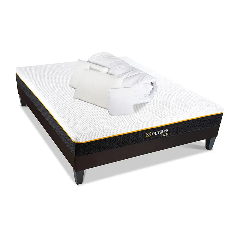 Matelas Mém. de forme + Sommier Bois + Accessoires Olympe -0