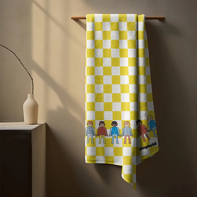 Serviette de toilette Carreaux Jaune - 75x140cm-1