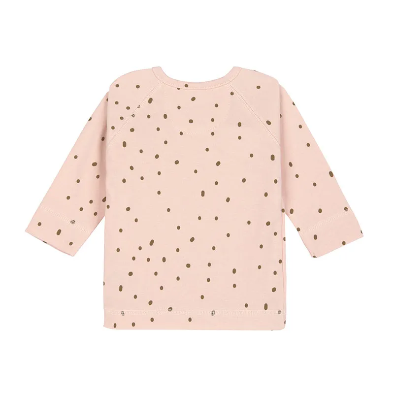 T-Shirt Kimono Coton BIO - Pointillés Rose poudré-1