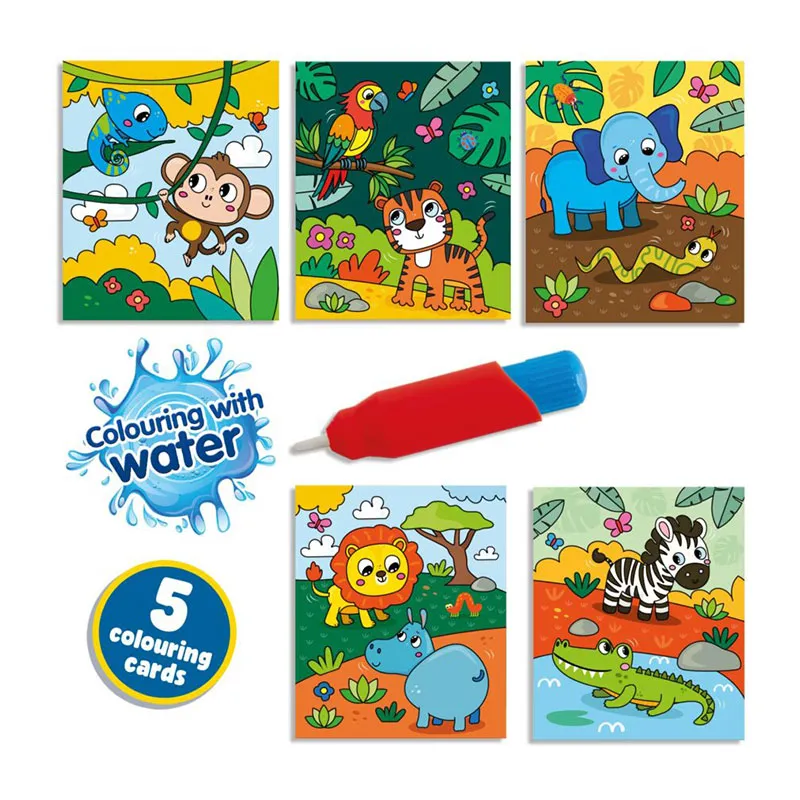Livre de coloriage à l'eau + stylo à eau Safari - 36m+-1