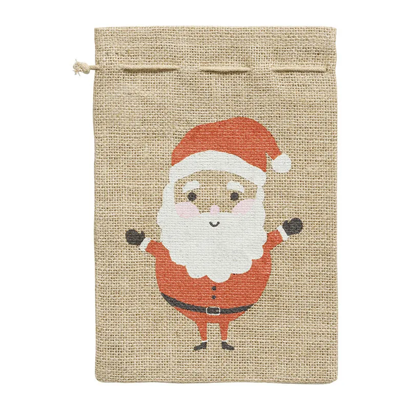 Sac cadeau Père-Noël Jute - 17x25cm-1