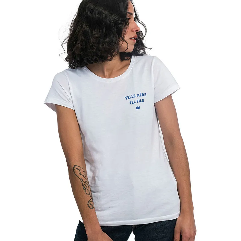 T-shirt Femme Telle mère tel fils coeur BIO - Blanc-0
