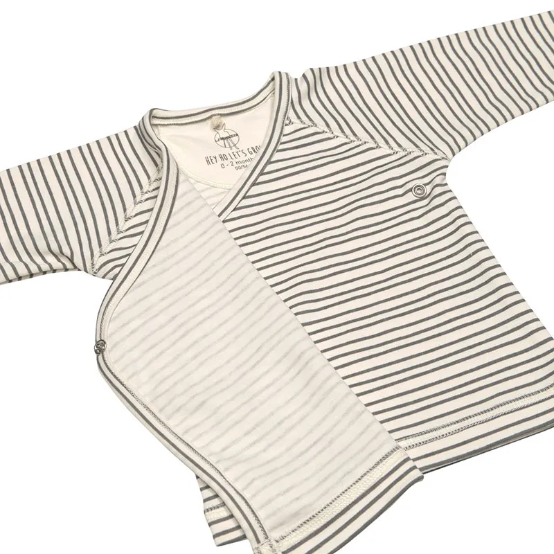 T-Shirt Kimono Coton BIO Rayé - Gris anthracite-2