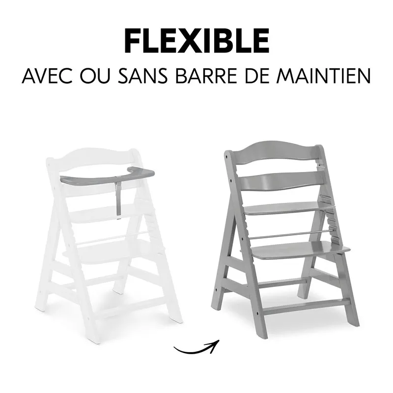 Chaise-haute Alpha+ + Transat Alpha Bouncer 2en1 + Tablette Grise - 0m+-3
