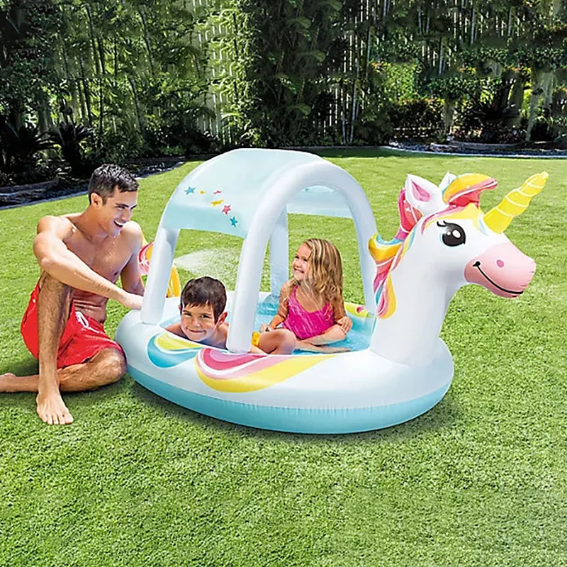 Piscine gonflable fontaine Licorne - 254x132x109cm-0