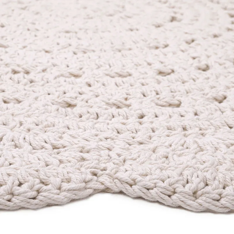 Tapis Coton crochet Alma Ecru - Plusieurs dim. Dispos-3
