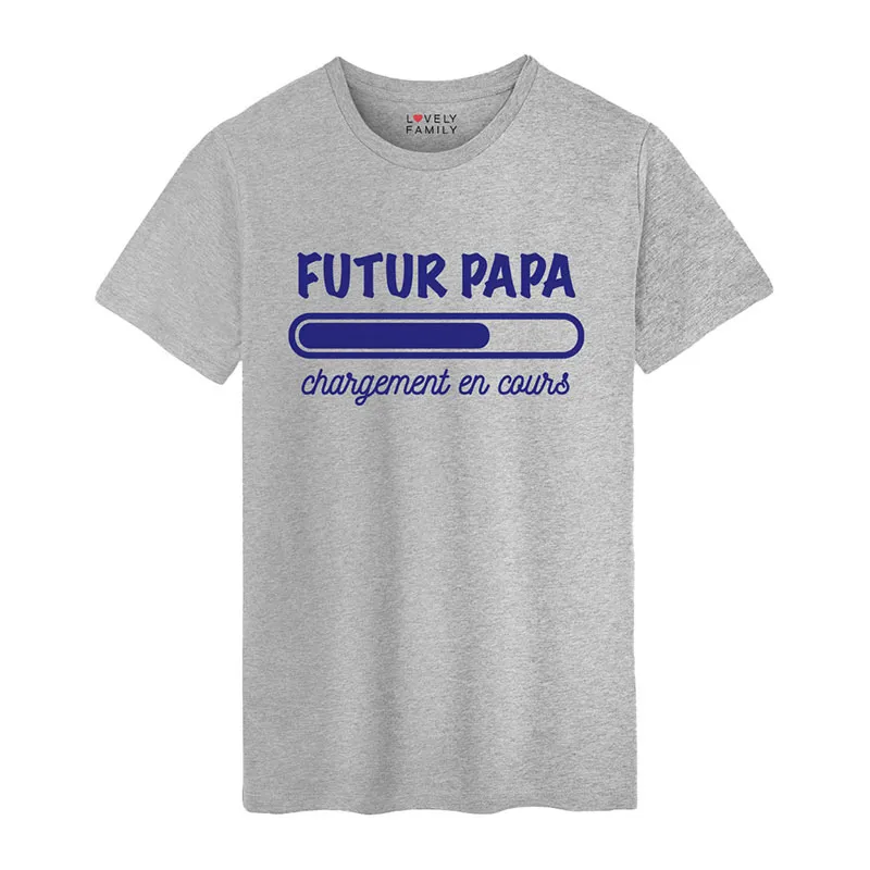 T-shirt Homme Futur papa chargement en cours BIO - Gris Chiné-0