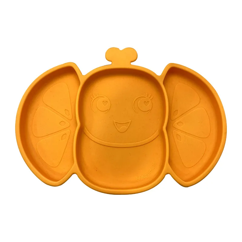 Assiette silicone Abeille - Orange-0