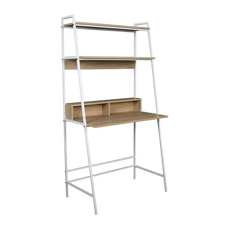 Bureau étagère Zack Blanc - 81x48x160cm-1