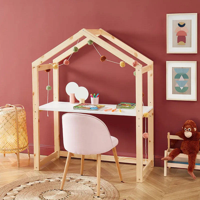 Bureau cabane Tiny Bois/Blanc - 120x50x151cm-0