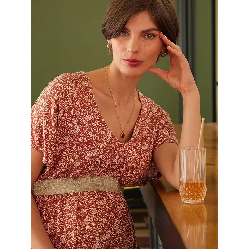 Top grossesse col V Félicie - Terracotta-1