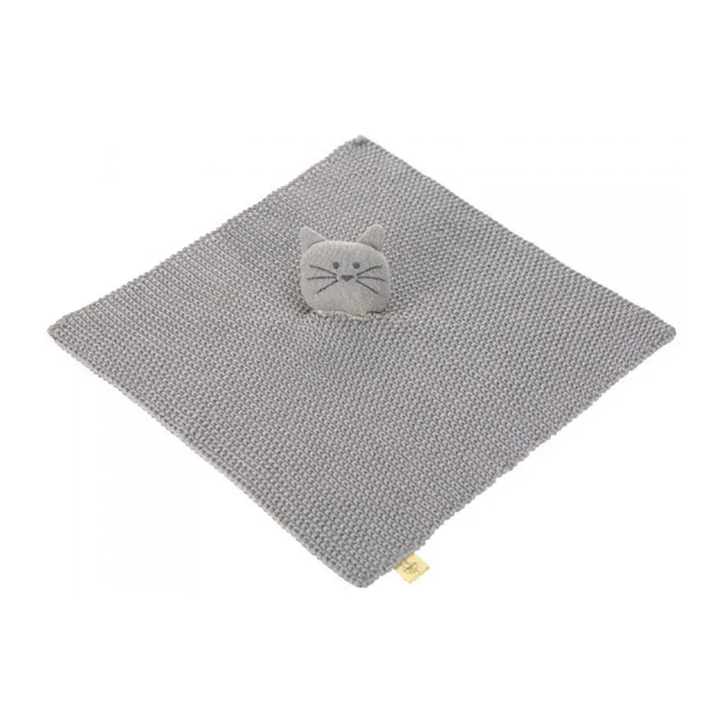 Doudou plat Tricoté Chat Gris - 0m+-2