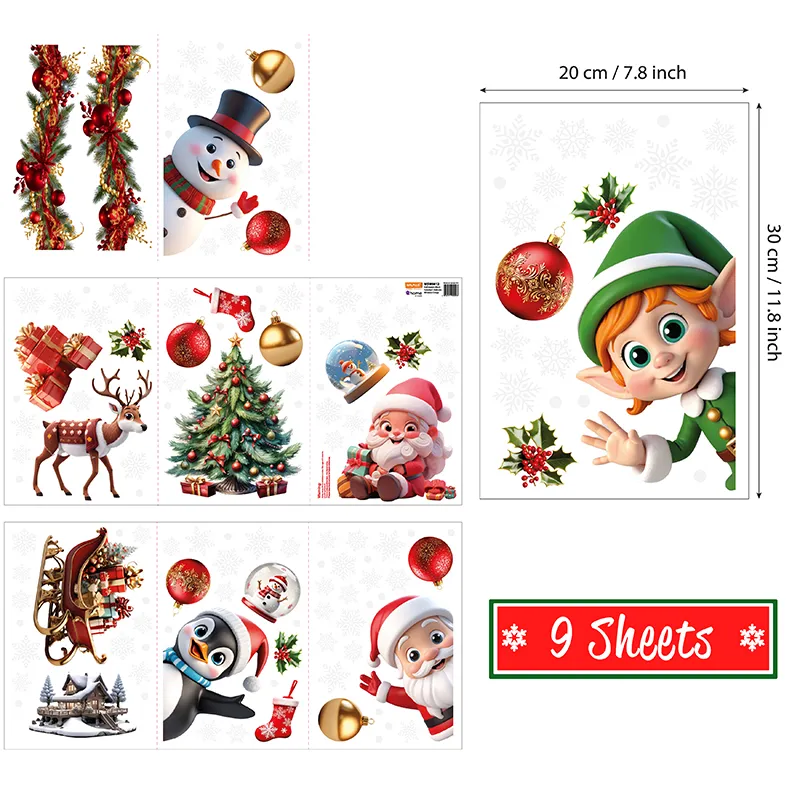 Stickers - Père-Noël, ses amis & flocons de neige-4
