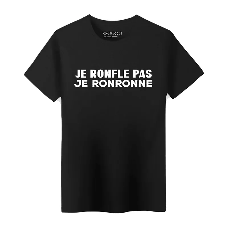 T-shirt Homme BIO Je ne ronfle pas je ronronne - Noir-0