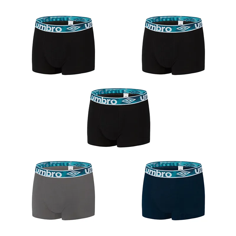 5 Boxers Homme Umbro - Noir/Gris/Bleu-4