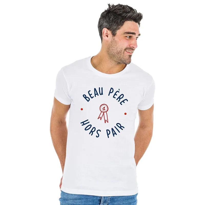 T-shirt Homme BIO Beau père hors pair - Blanc-0