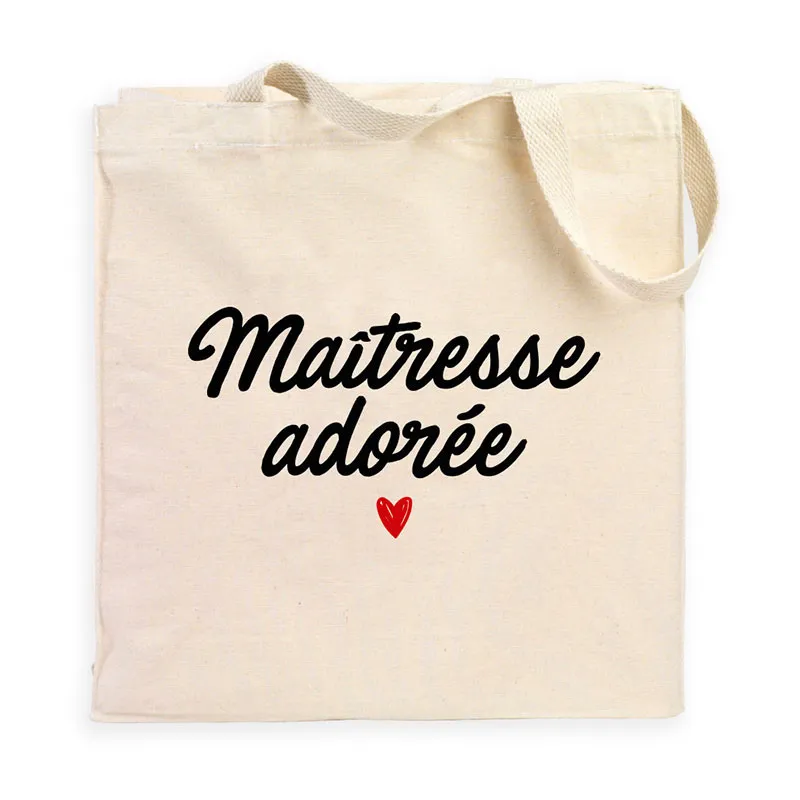 Tote bag Maîtresse adorée BIO - Naturel-0