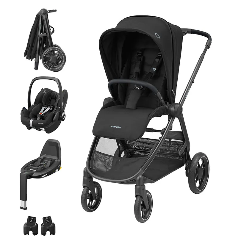 Duo Poussette Compacte Street + Cosi Pebble Pro + Base FamilyFix 3 + Adaptateurs Noir - 0m+ -0