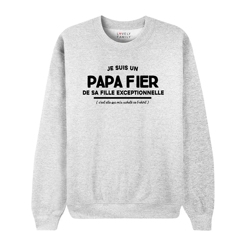 Sweat Homme Je suis un papa fier - Gris Chiné-0