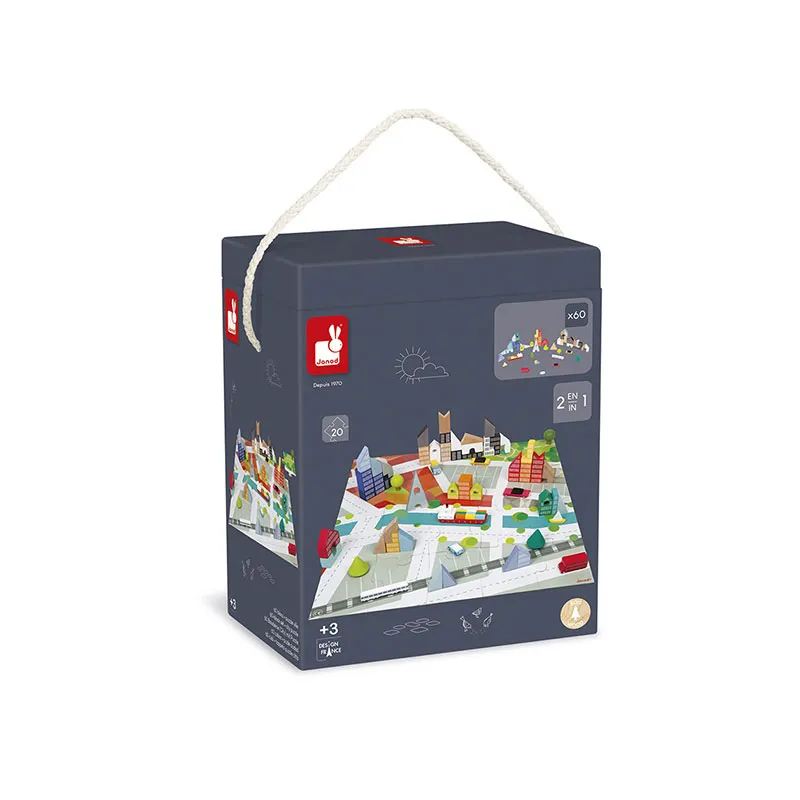 Jeu 2en1 Kubix Blocs + Puzzle Ville 80pcs - 36m+-5