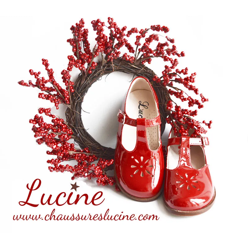 Chaussures Salomé RESISTANTES à boucle Alma - Cuir vernis Rouge-1