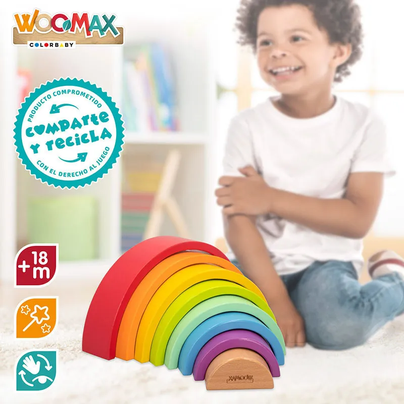 Jeu d'encastrement Arc-en-ciel 8pcs Bois - 18m+-4