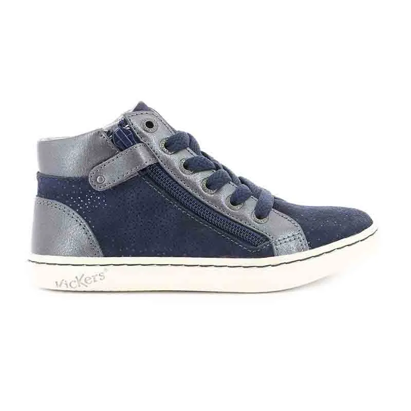 Sneakers hautes zip/lacets Lyluby - Marine métallique-1