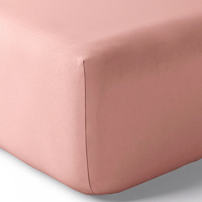 Drap-Housse Percale de Coton Bonnet 30cm Rose poudré-1