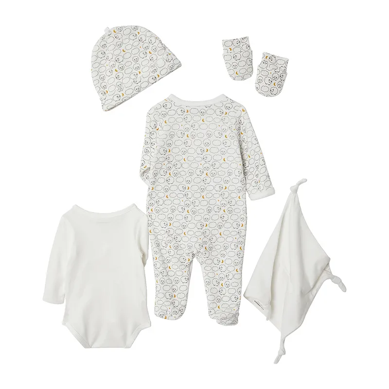 Valise kit de naissance 6 pcs Coton - Blanc-0