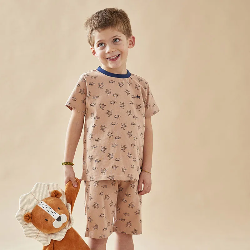 Pyjama short + T-shirt MC Tortue - Beige/Marine-0